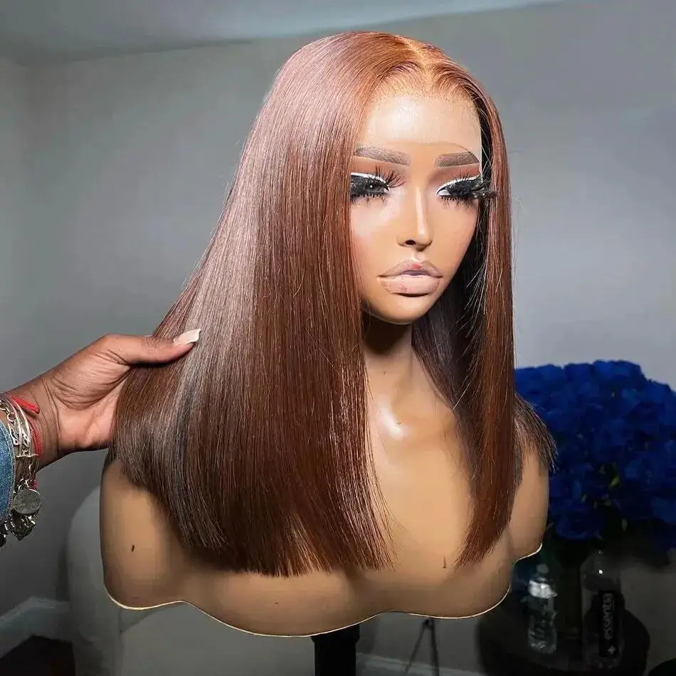 Double Drawn Bob wig Straight Bob Wigs Human Hair Lace Front Glueless Wigs Human Hair Pre Plucked Wear And Go Lace Frontal Bob