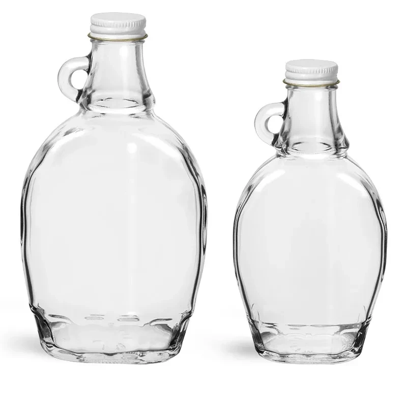 750ml Glass Bottles, Clear Glass Moonshine Bottles W/ Stained Wood Bar Tops & Natural Corks