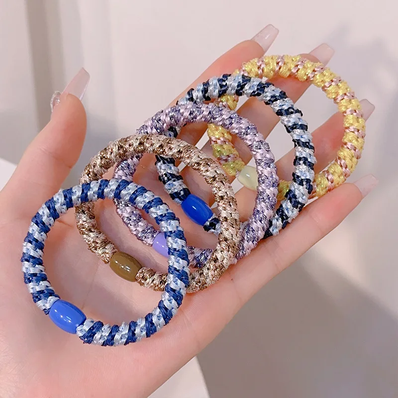 Custom New designer Thicken elastic Head rope high quality Korean woven hair elastic fancy hairband for girls