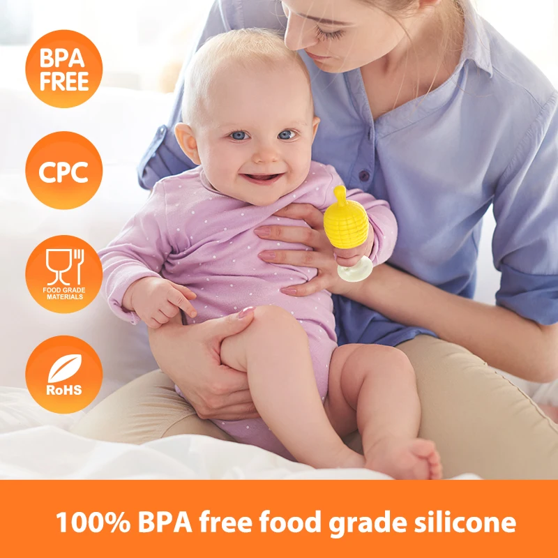 wholesale organic mushroom packaging molar pumpkin fruit funny vegetable 100% bpa free food grade toys silicone baby