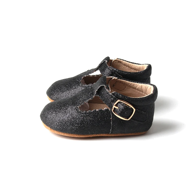 Skidproof Breathable Leather T-bar Soft Soles Glitter Shiny Baby