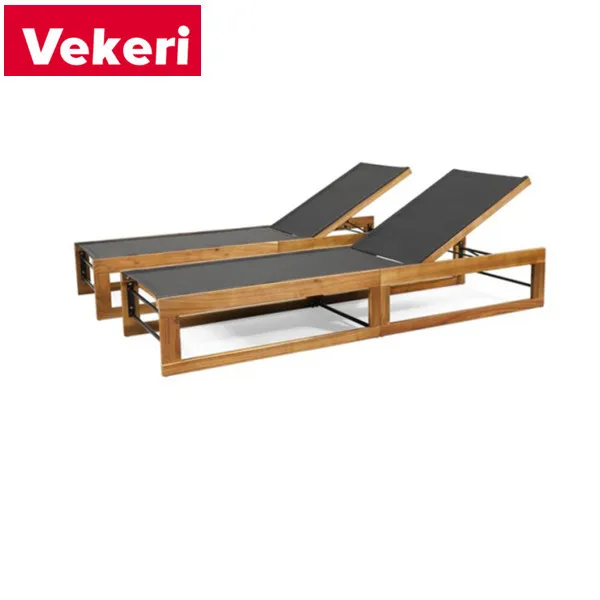 Chinese style brown solid wood outdoor lounge chair, antique and elegant, placed in the garden or by the pool