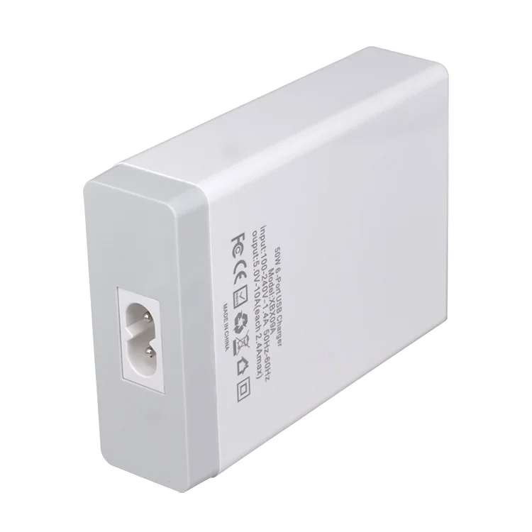 50W 5V 10A 6-Ports USB2.0 desk-top mobile phone tablet USB wall charger Multiport usb charger