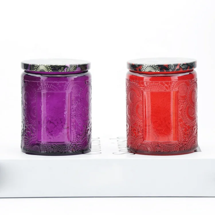 Wholesale empty 8 oz 240 ml clear glass candle jars container vessel with metal lids for scented candle making