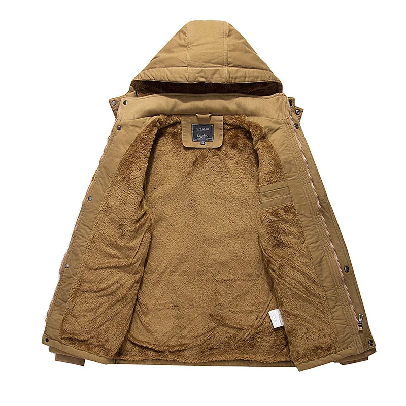 6XL Wholesale man winter coat with Collar hooded pure cotton soft  clothing fleece thickening long plus size leisure jacket