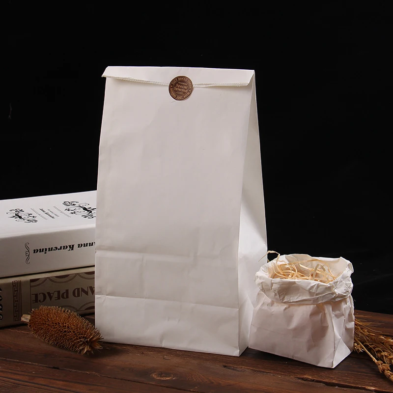 Custom print recycled white restaurant takeaway food to go takeout paper bag kraft take away paper bags with your own logo