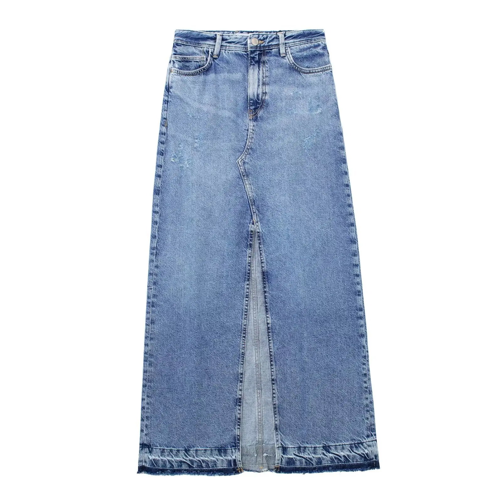 Custom New arrival  fashion casual split skirts high waist denim skirts straight jeans skirts