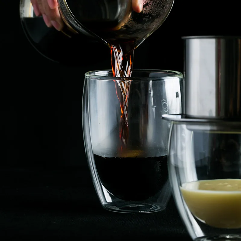 80/250/350 ML High Quality Classic Double Wall Glass Coffee Tea Cup, Glass Espresso Cup