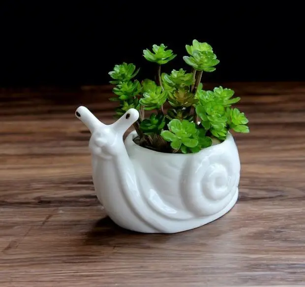 
garden decor ceramic white 3D snail planters snail succulent animal shape flower pot planter ceramic pots for plants 