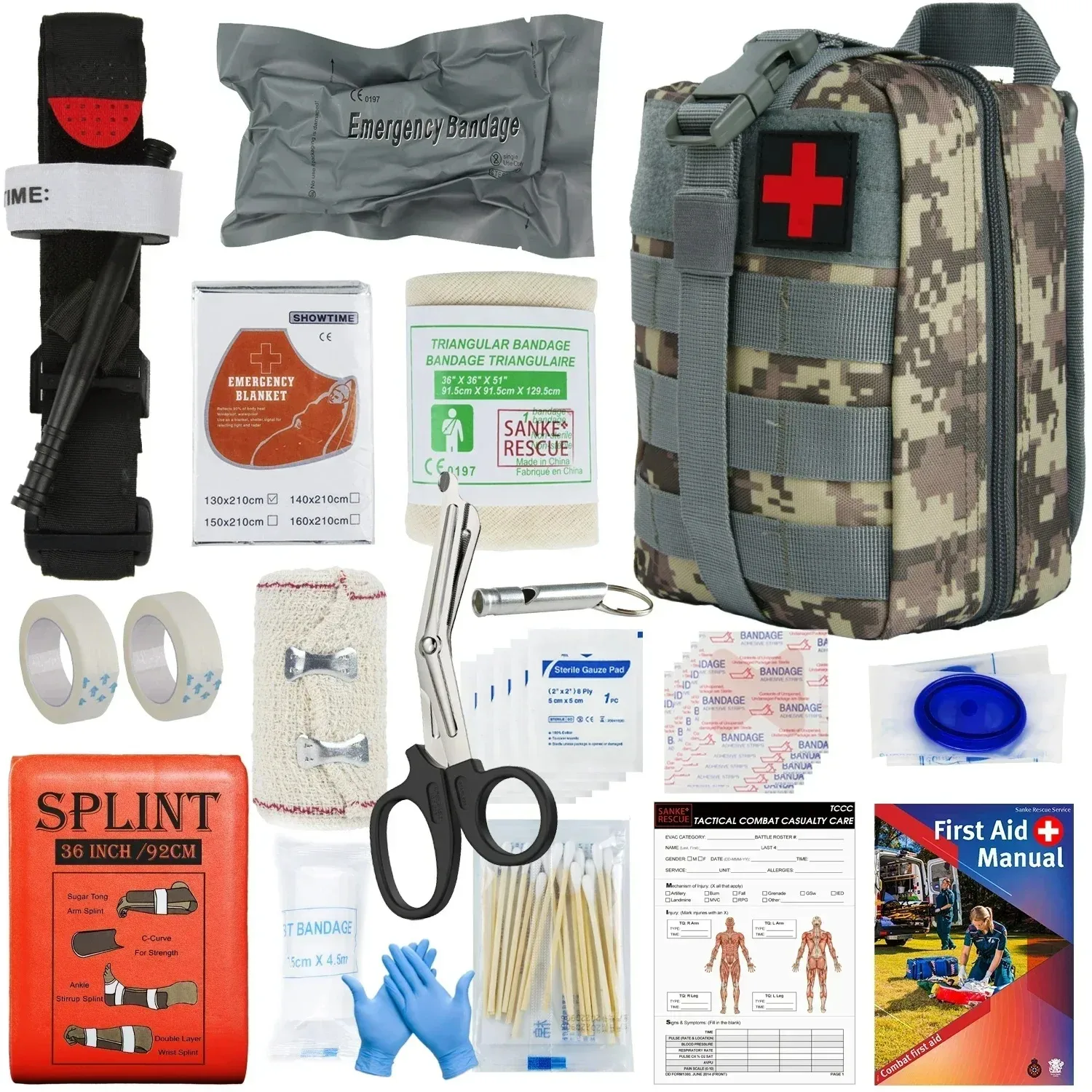 17 in 1 Survival First-Aid Kit Full Set Outdoor Gear Trauma Bag for Camping & Hiking Adventures Emergency Survival Kits