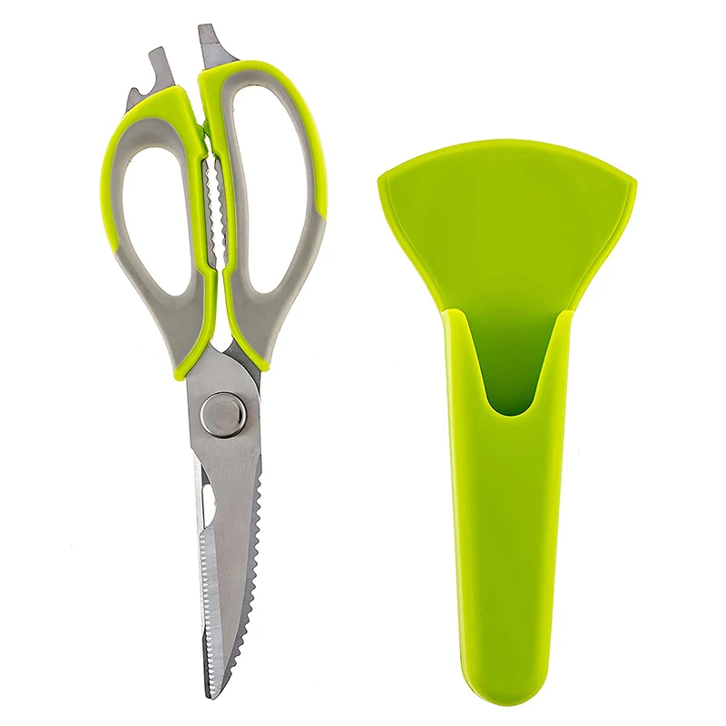 Online hot selling multi-functional kitchen scissors with magnetic holder, heavy duty kitchen shears, chicken scissors