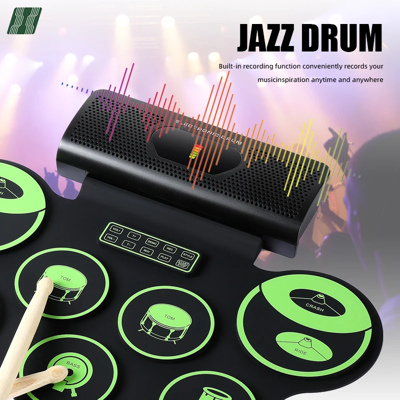 Factory Supply Portable Electric Drums Roll Up Drum Kit  Silicone Electronic Drum for Kids