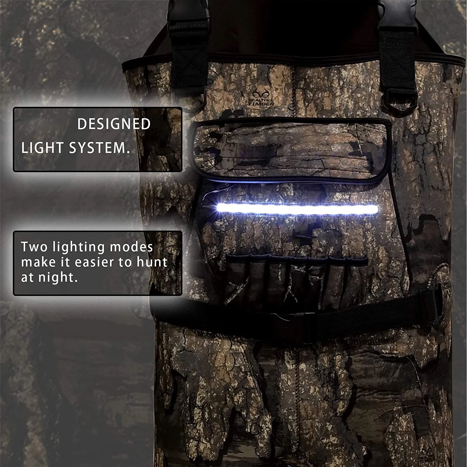 New Style 100% Waterproof 5mm Neoprene Fly Fishing Waders for Men Camo Hunting Chest Waders with LED SYSTEM