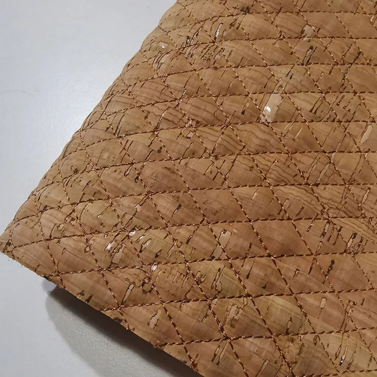 Eco-friendly High quality bag shoes Portugal vegan embroidered quilted  Natural Cork Fabric