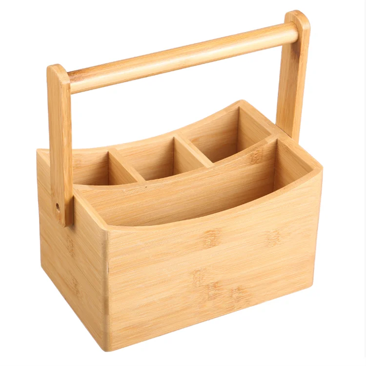 Factory custom 4 compartments multifunctional kitchen utensil cutlery box portable flatware storage holder