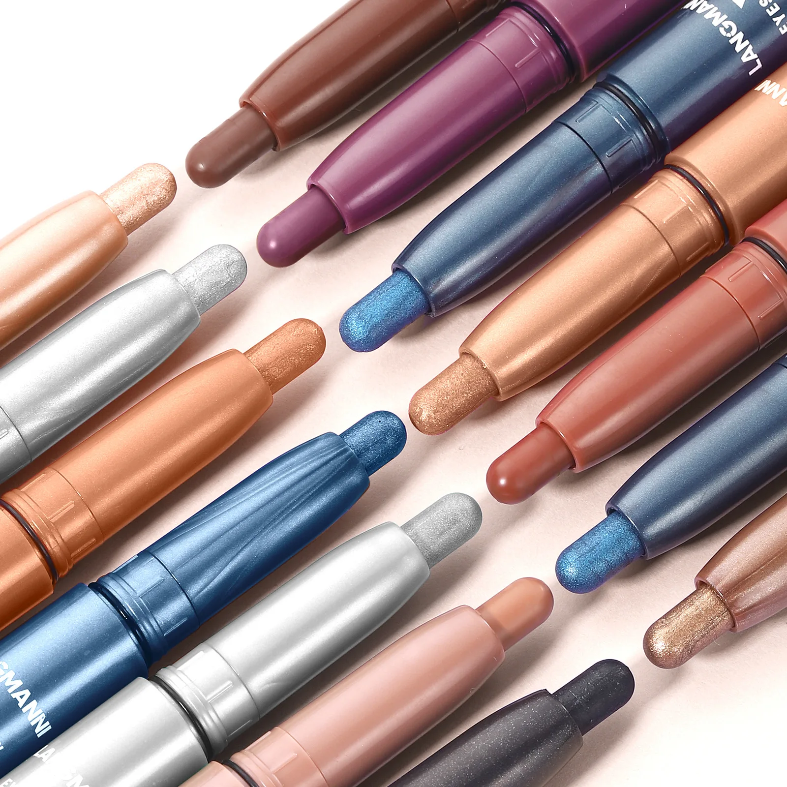 LANGMANNI 12 color eye shadow stick Pearl matte finish eye shadow pen Glitter Waterproof Lasting Shimmer Eyeshadow Eye Makeup