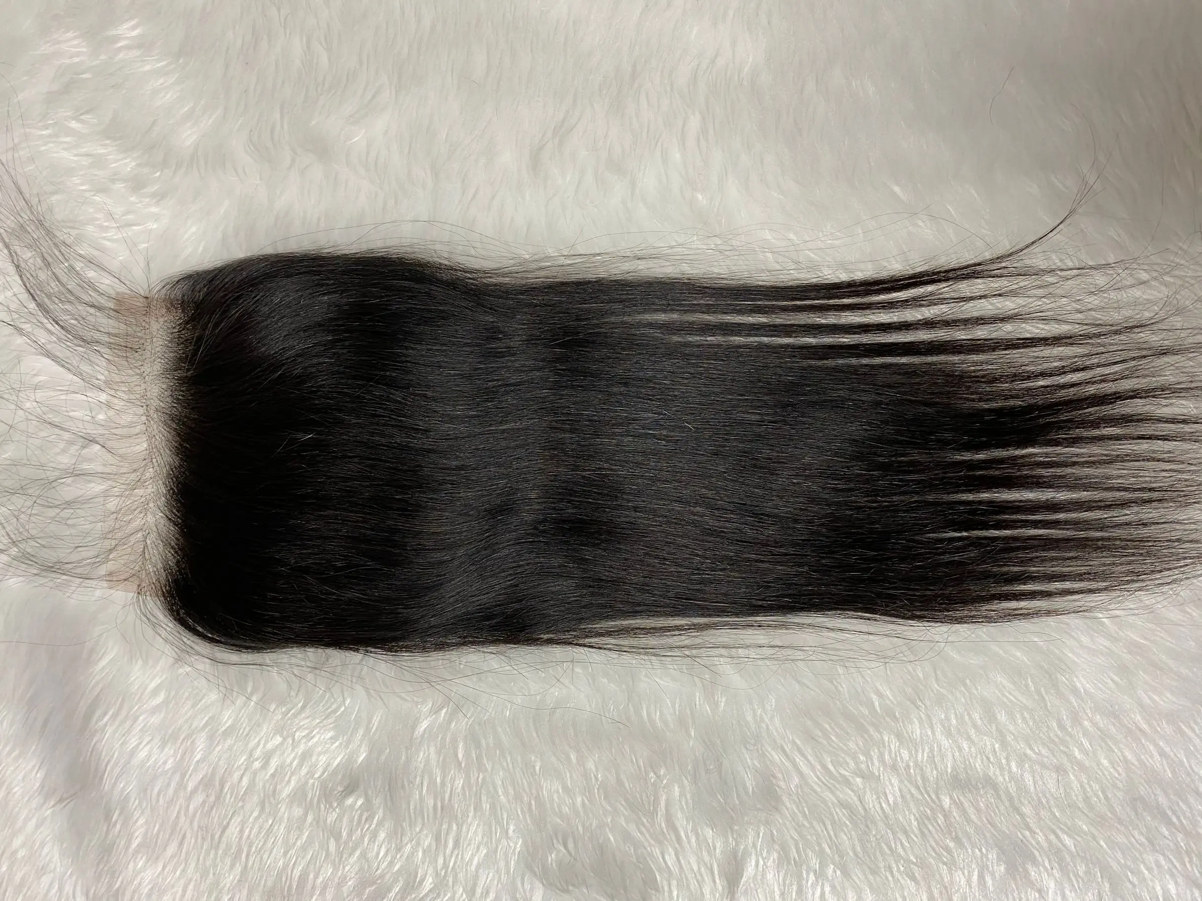 
4x4 HD Thin Skin Transparent Swiss Silk Base Middle Part Three Part Straight Curly Top Lace Closure with Bundles 