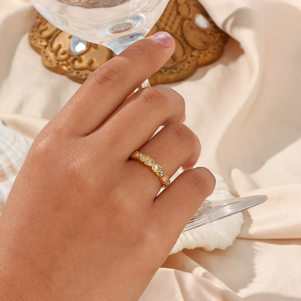 18k gold plated stainless steel ring water resistant gold jewelry