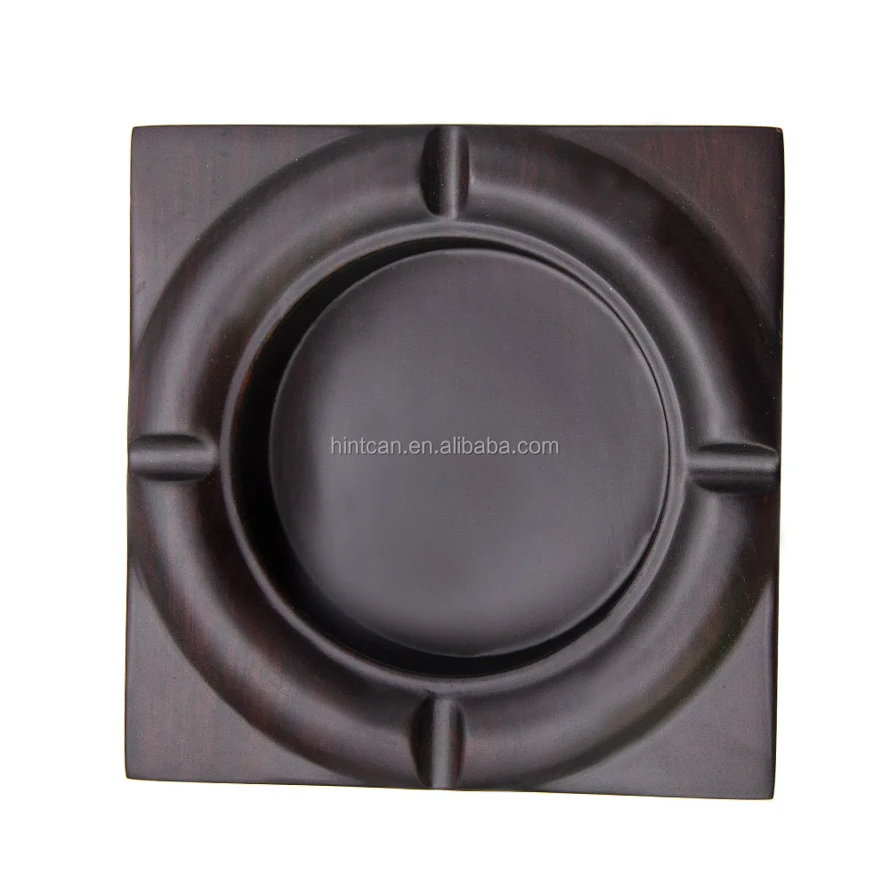 High Quality Creative square novelty retro ashtray with lid ebony wooden cigar ashtray Wholesale For office