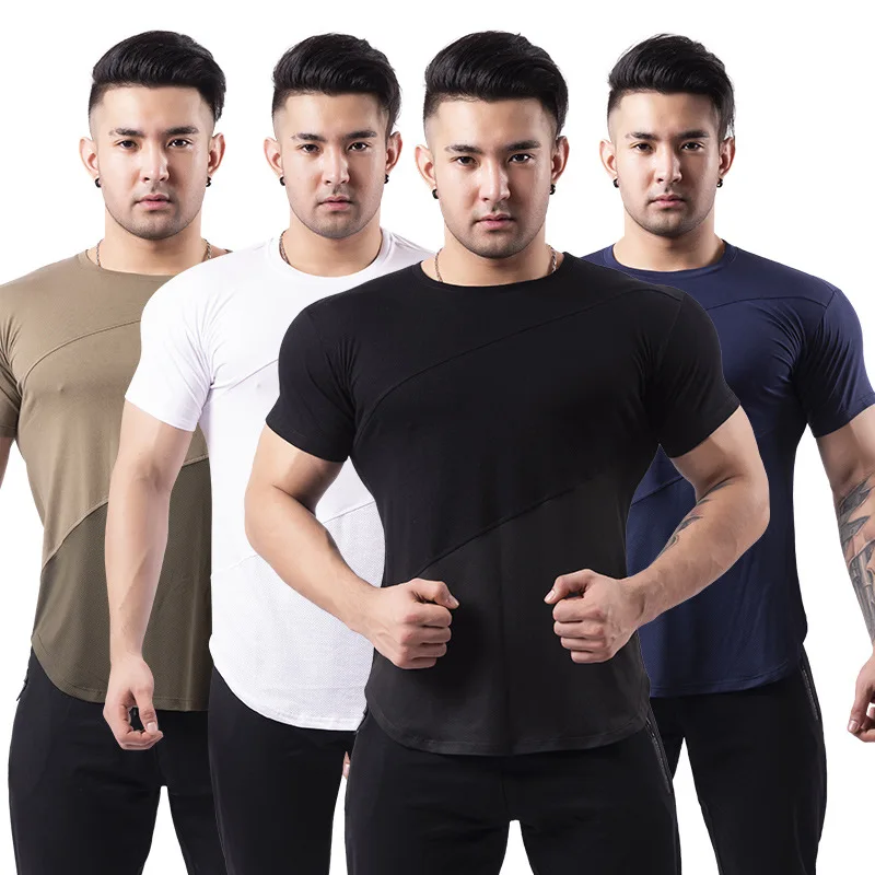 Short-sleeved fitness training clothes large size outdoor summer round neck large size quick-drying t-shirt