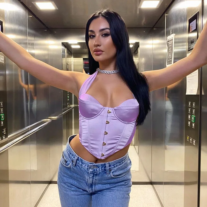 
Women Sexy Ladies Vest Waist Shapers Fajas Fashion Short Bustier Top Halter Corset Top For Women 