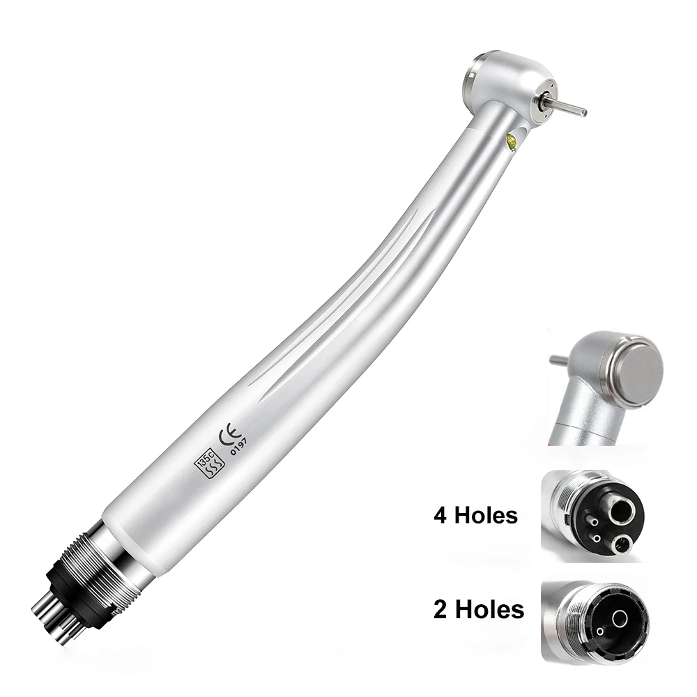 2/4 Holes Dental LED Handpiece High Speed Push Button 3 Water Spray E-generator Self-Power Integrated Handpiece