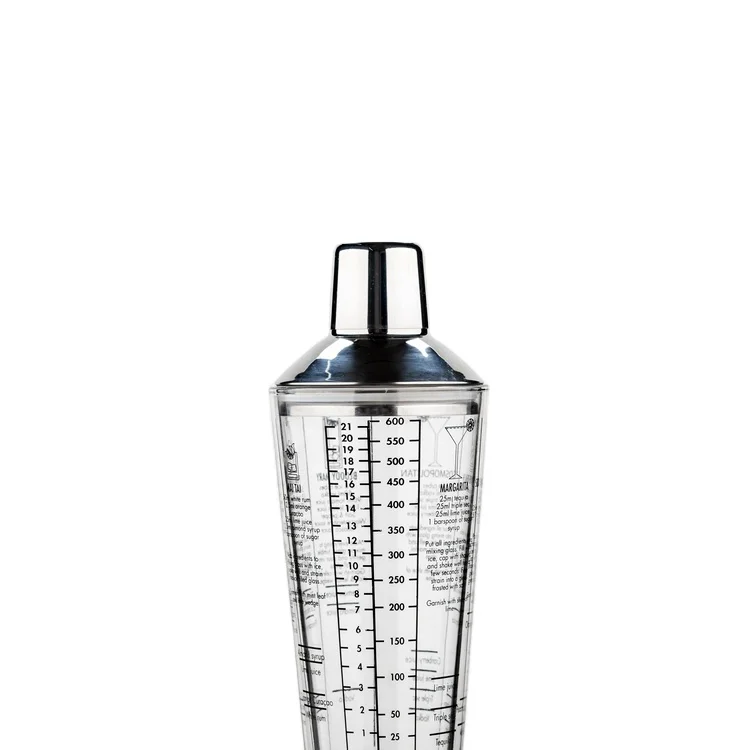 Factory Direct  lid bartender bar tools accessories 700ml bacardi wine cocktail shaker glass with measurement