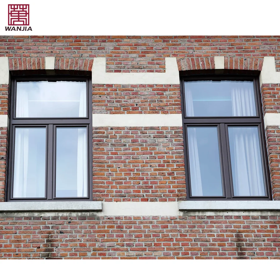 WANJIA simple design aluminum french casement window CE certificates casement windows