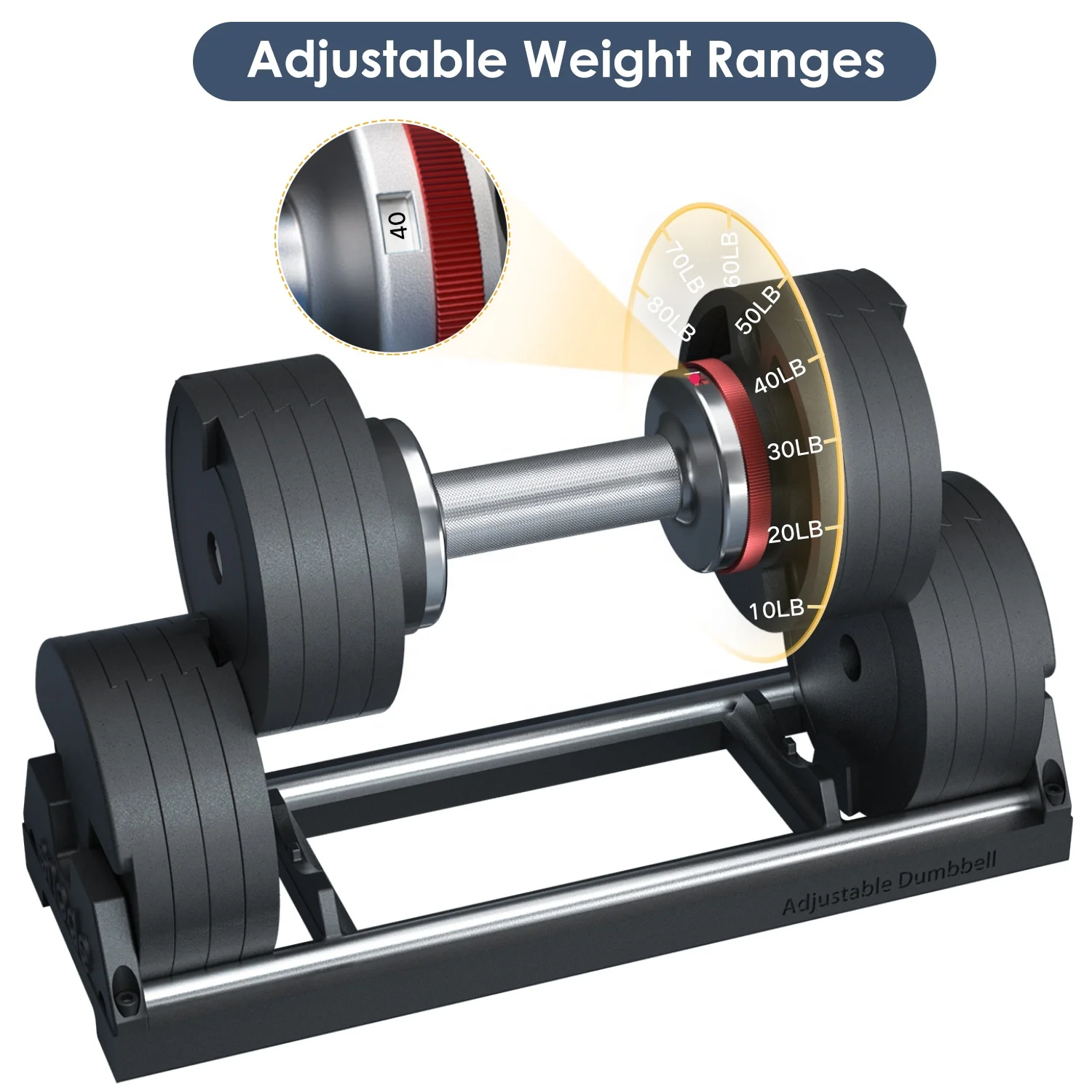 snode AD80 adjustable dumbbell 40kg 22kg 80lbs hot sale all iron quickly adjust Free weights High quality dumbbells