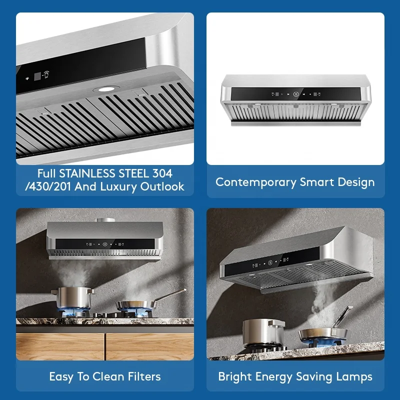 Modern Design Switch Control Kitchen Exhaust Slim Cooker Hood Aire Range Hood Inserts Filter for Kitchen Hood