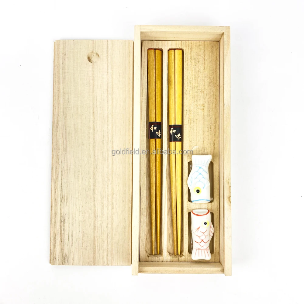 Home Hotel Using Dense fashion Pattern Printing Bamboo Wood Sushi Chopsticks with holder