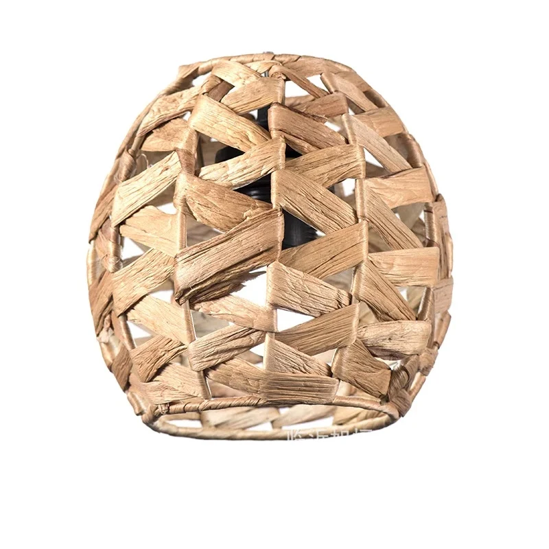 Water hyacinth Straw lampshade creative Chinese chandelier hot pot restaurant tea room lamp shade Homestay vintage chandelier