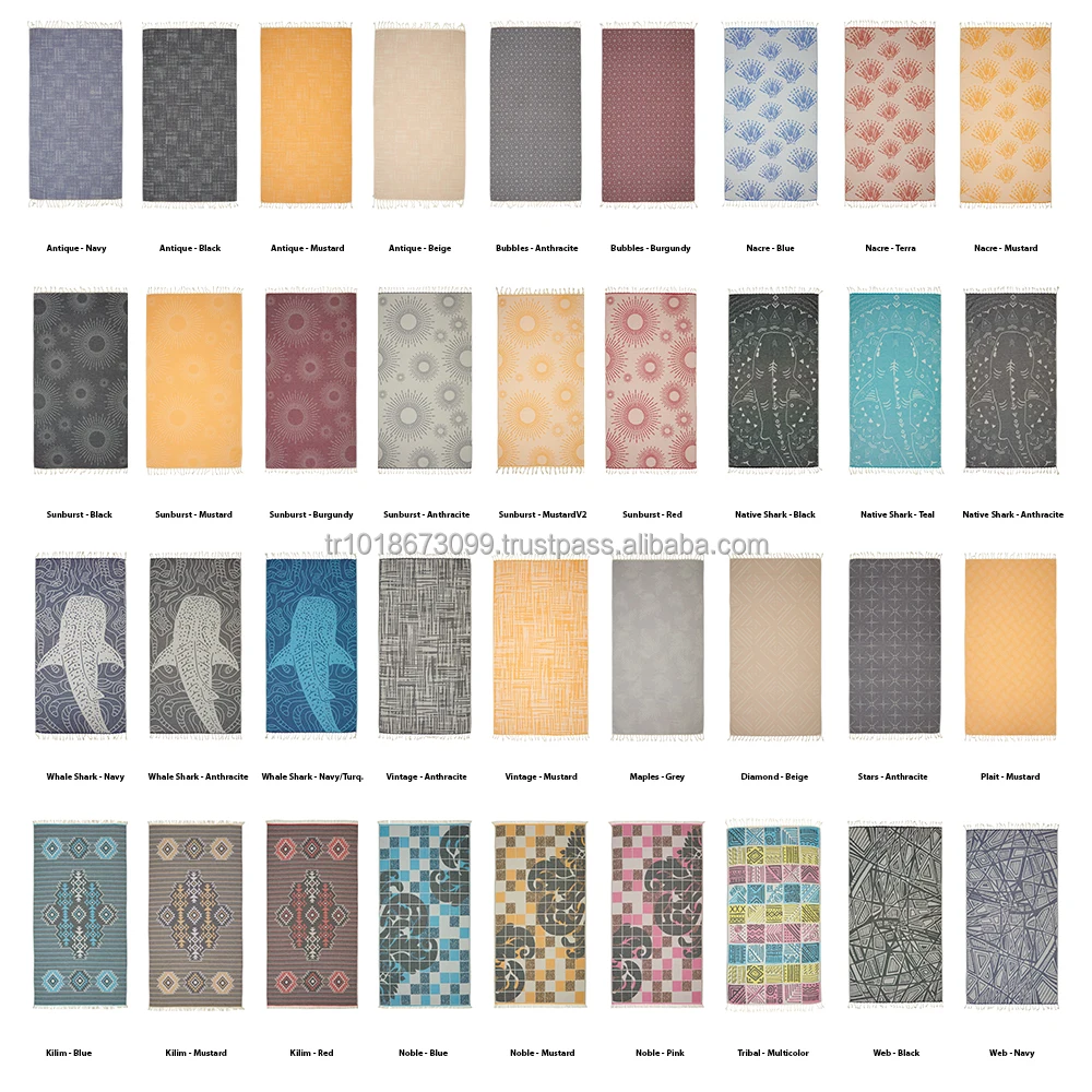 Terry backed Turkish Towel Peshtemal Fouta Wholesale Pestemal Soft OEM Customized 100 Cotton Classic Jacquard Nacre Blue