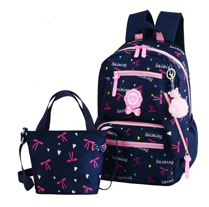 Big capacity kids 3 pieces student school backpack set for girls,cheap China school bag,student school bag