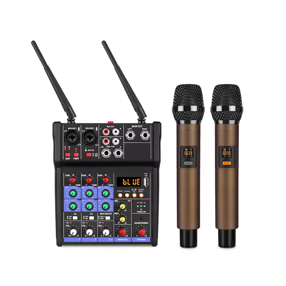 Voxfull G4-M2-2 Factory professional Audio Mixer, wireless microphone, power amplifier, sound interface console