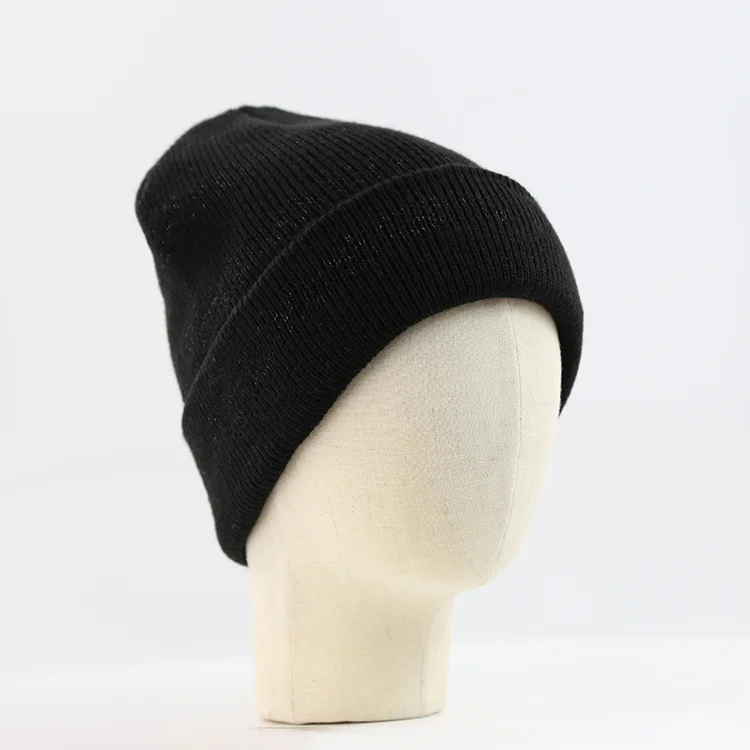 Fashion Designer New High Quality Sublimation Knitted Mens Acrylic Black Beanie Hats Custom Logo Winter Hats