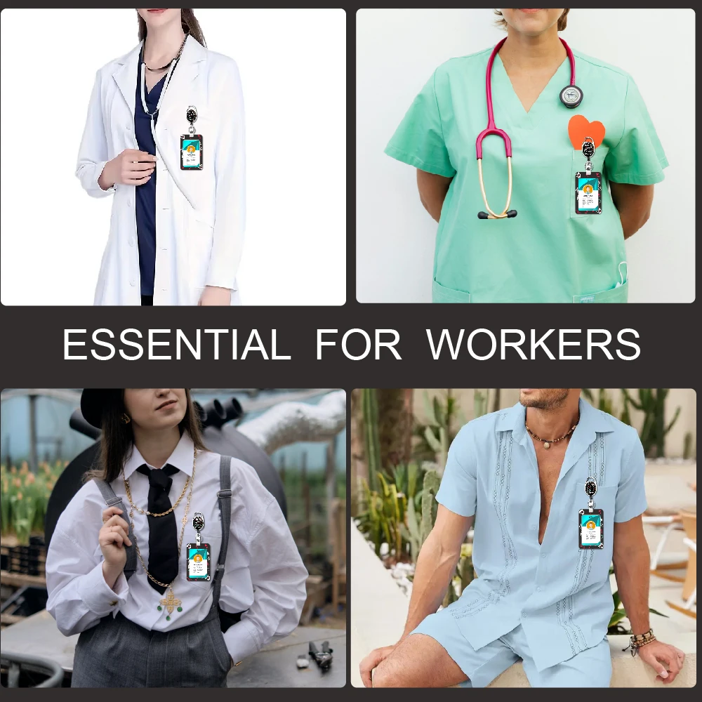 Coffee Clove and ID badge holders with retractable reel and detachable lanyard badge holder with retractable heavy badge reel