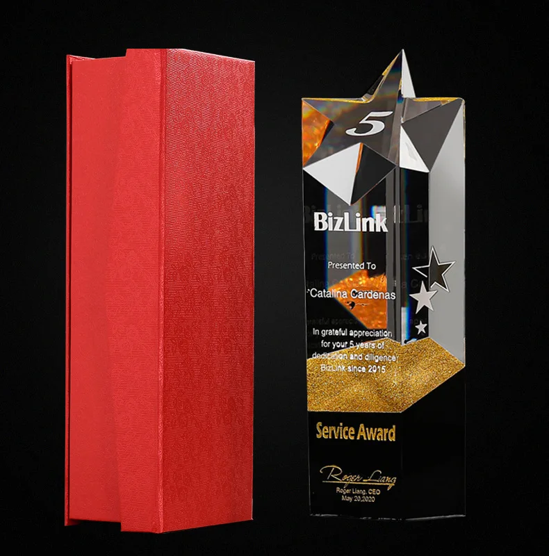Crystal Trophy Crystal Glass Award Customized Logo Star Glass Plaque Trophy for Winners  Best Manufacturer Crystal Trophy