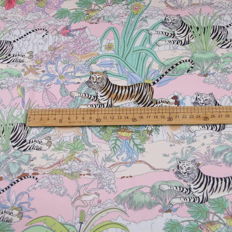 Tiger print Silky Charmeuse Printed Satin Fabric Evening Dress Patterns 100% polyester fabric