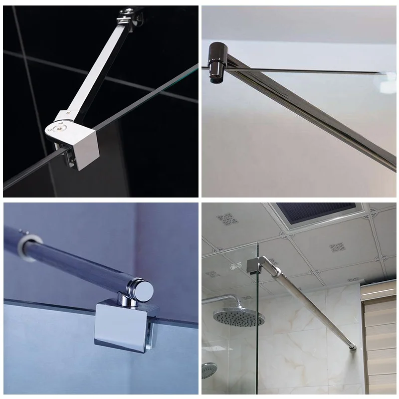 High Stability Support Bars Round Type Stainless Steel Glass Shower Door Hardware Shower Bar