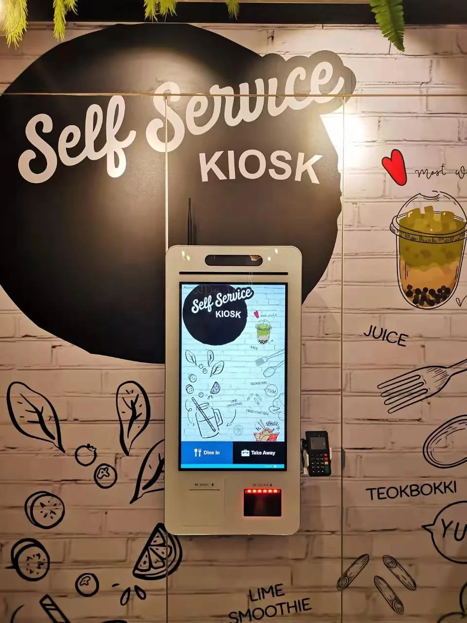self service information checking kiosk terminal for restaurant /coffee shop/ new retail/store/mall/station