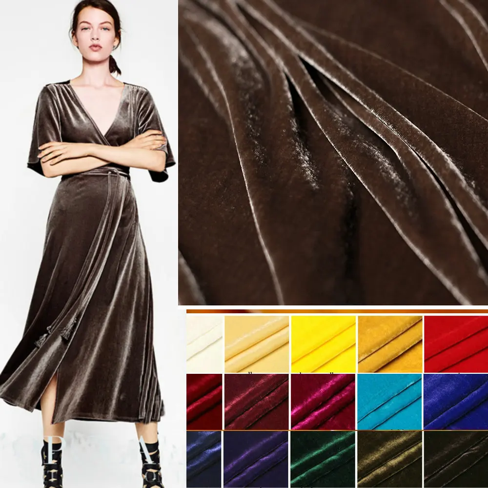 140 cm Width  Silk Fabrics Viscose Velvet Heavy Silk Velvet Fabric