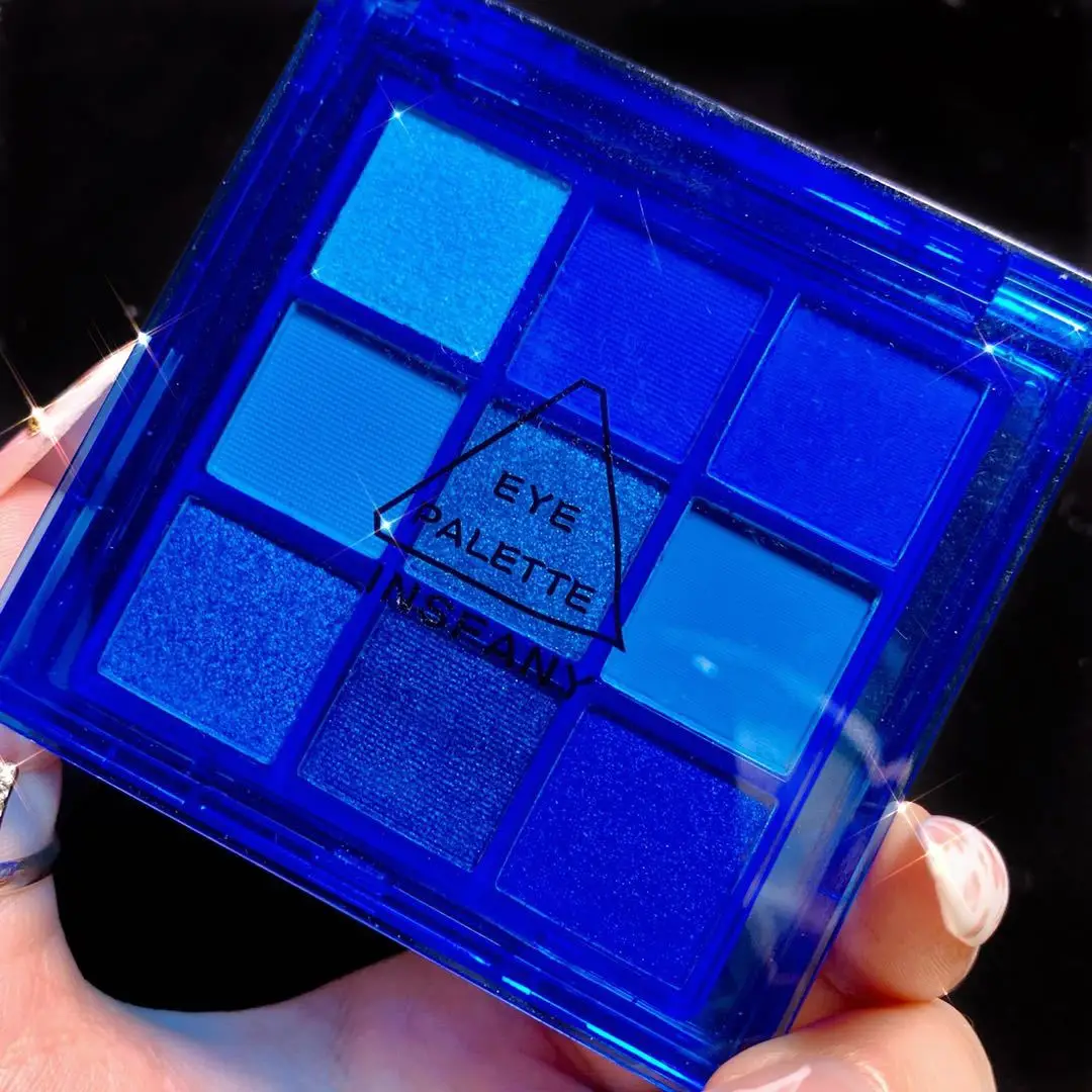 Go H 9 Style Shimmer Design Waterproof Cool Smokey Matte Pearl Eye Blue Eyeshadow Palette