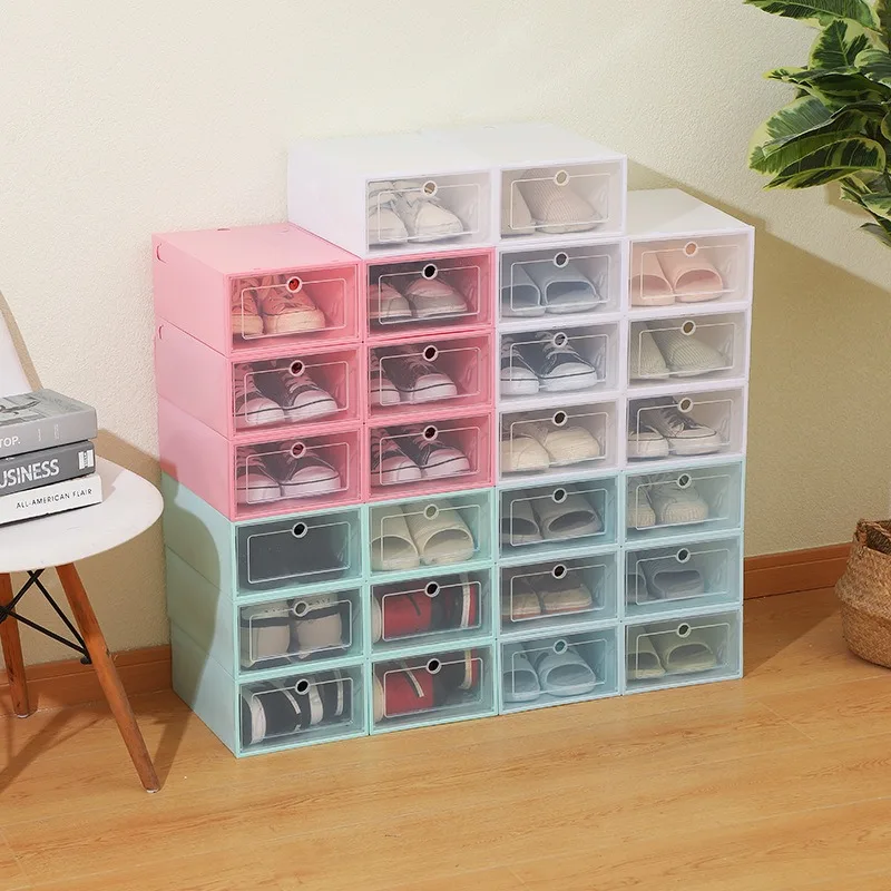storage foldable box Plastic Clear Sneaker Drop Front Shoe Box Organizer Transparent Stackable storage shoe boxes