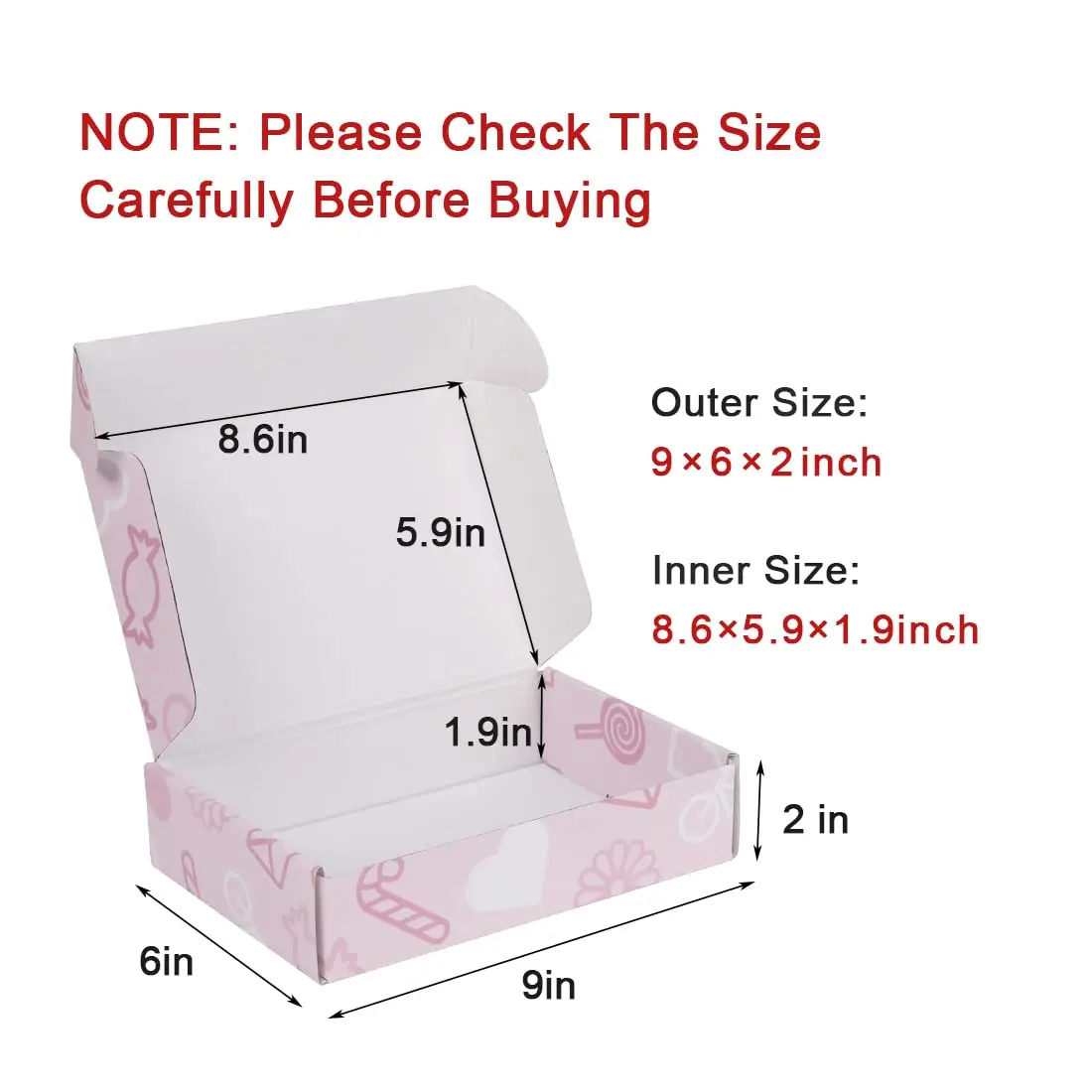 9x6x2 Shipping Boxes Set of 25, Pink Small Corrugated Gift Boxes for Packaging, Mailing, Business