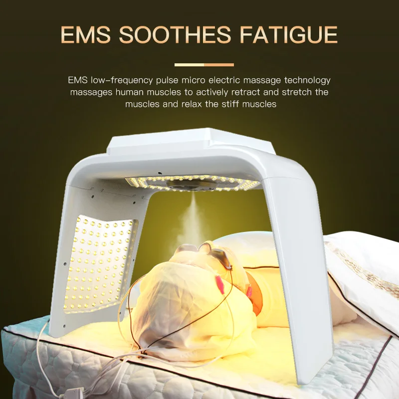 Red light therapy lamp 7 colors led light therapy face facial beauty mask with nano steam