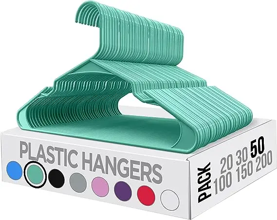 Home Clothes Hangers 10 Pieces/Pack 5 Packs/Set - Plastic Hangers Space Saving - Durable Coat Hanger with Shoulder Grooves