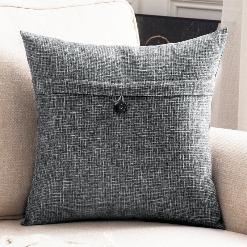 Accept custom 18x18 20x20 Inch Cushion Cover Linen Home Sofa Button Vintage Square linen throw pillow covers For Home Decorative