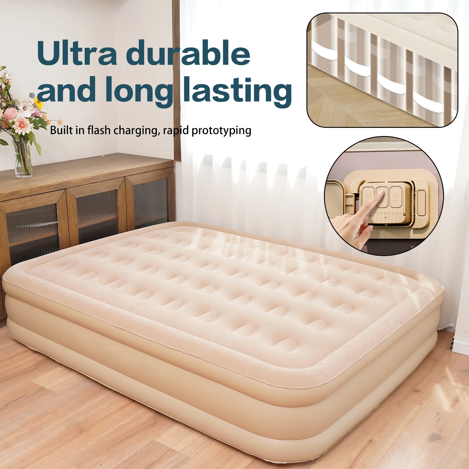 Creamy air mattress Collapsible air mattress is a must-have for the family First choice for camping Easy to store