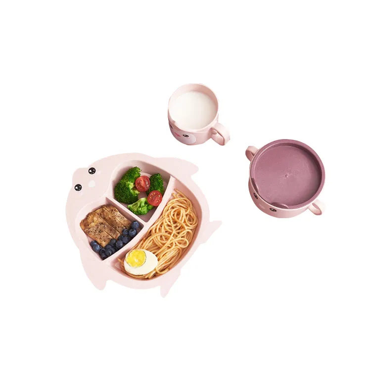 Wholesale Kids Tableware Dinner Plate Creative Cartoon Bowl Cup Cutlery Set